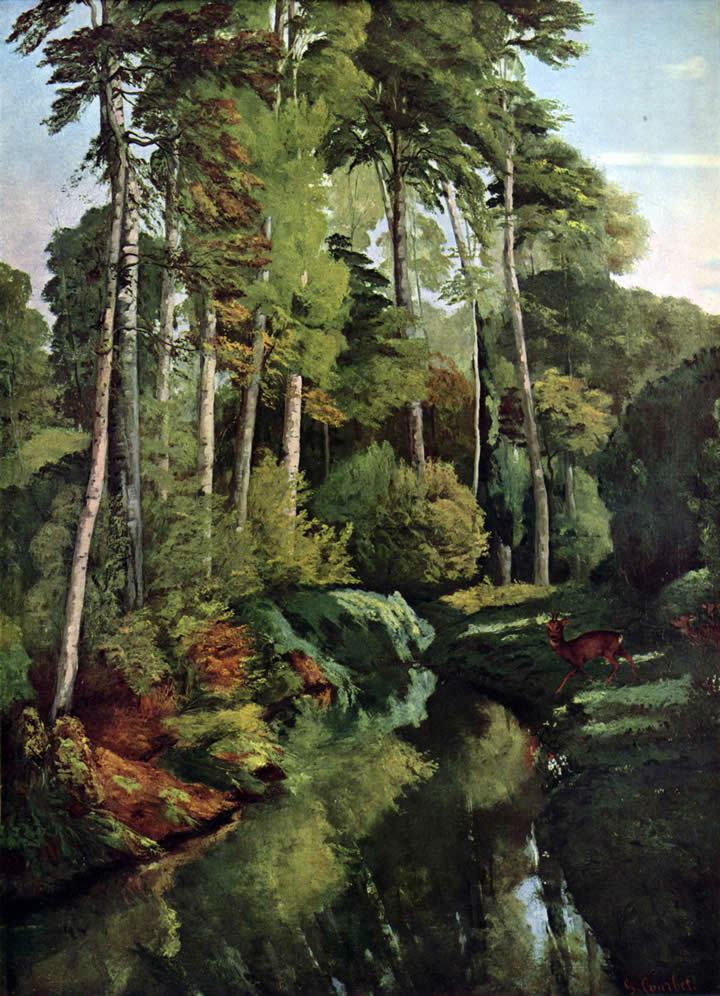 Gustave Courbet Waldbach with deer